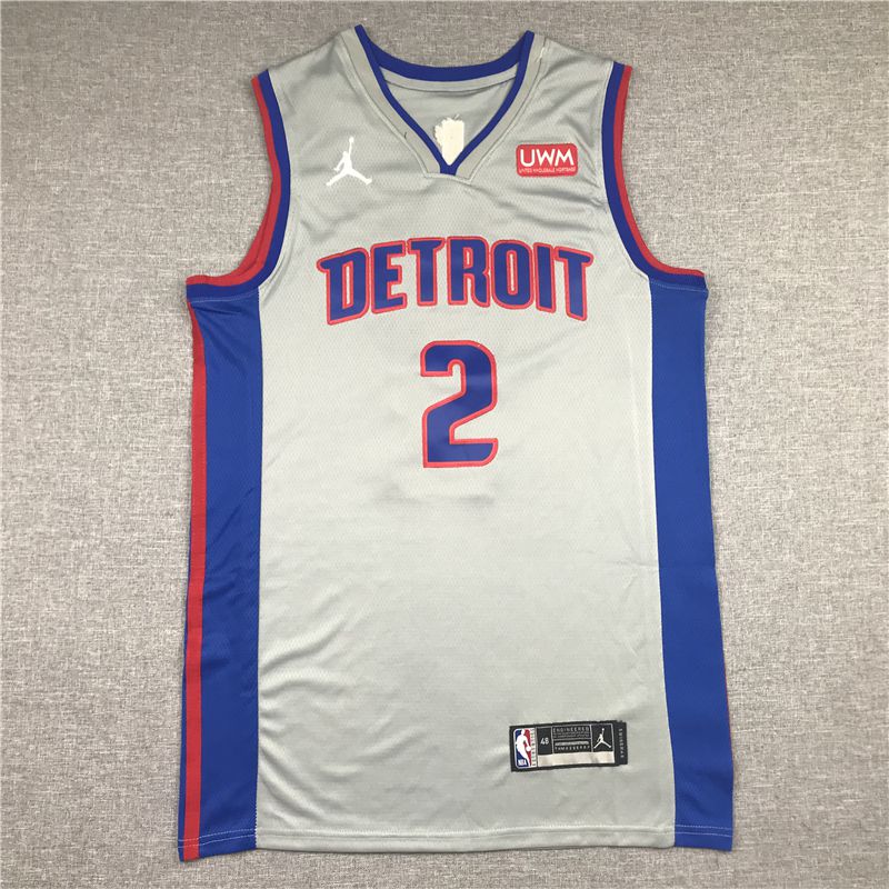 Men Detroit Pistons #2 Cunningham Grey Game NBA Jersey